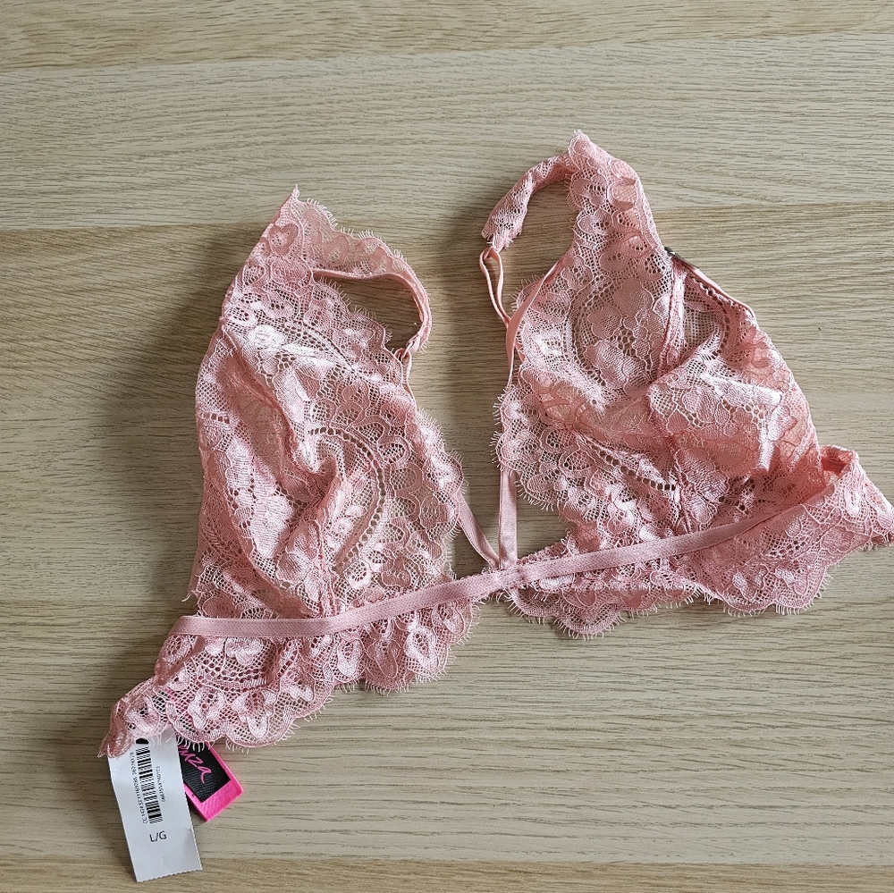 NWT La SENZA Pink Lace Bralette Size L